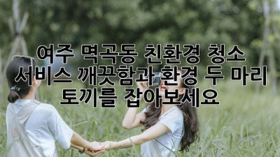 여주 멱곡동 친환경 청소 서비스: 깨끗함과 환경, 두 마리 토끼를 잡아보세요!